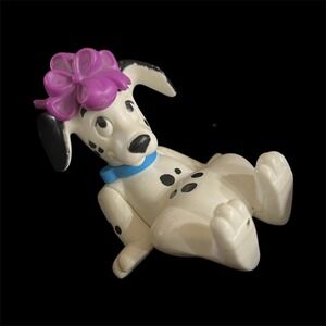 Disney 101‎ Dalmatians Pongo Figure Toy Blue Collar Purple Bow Vintage